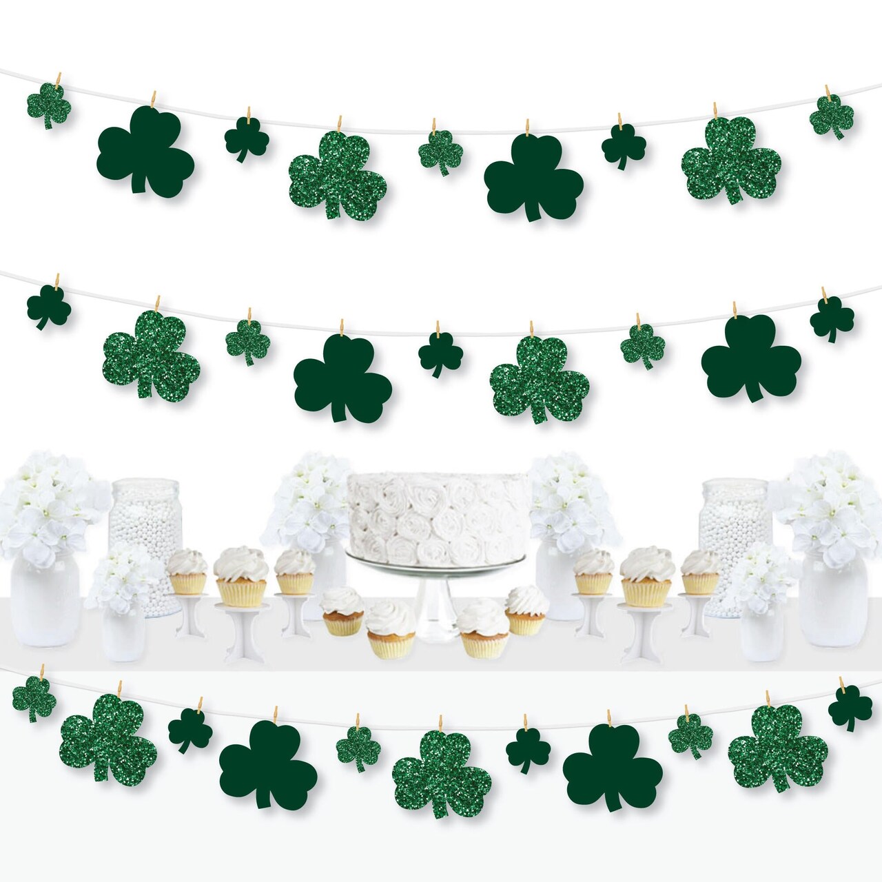 Big Dot of Happiness St. Patrick's Day - Saint Paddy's Day Party DIY Decorations - Clothespin Garland Banner - 44 Pieces